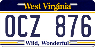 WV license plate OCZ876