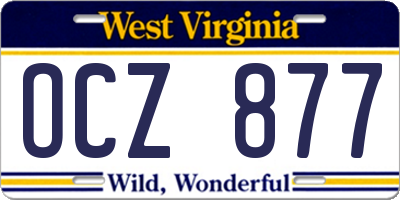 WV license plate OCZ877