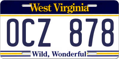 WV license plate OCZ878
