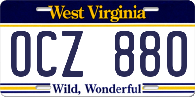 WV license plate OCZ880