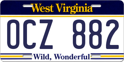 WV license plate OCZ882
