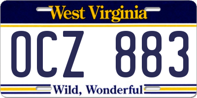 WV license plate OCZ883