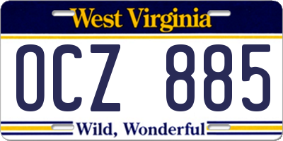 WV license plate OCZ885
