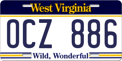 WV license plate OCZ886