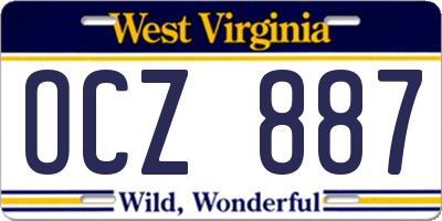 WV license plate OCZ887