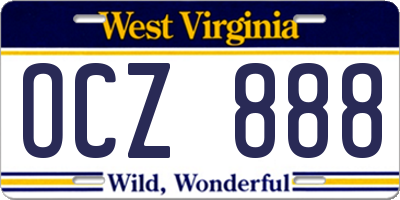 WV license plate OCZ888