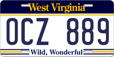 WV license plate OCZ889
