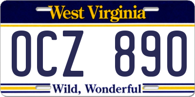 WV license plate OCZ890