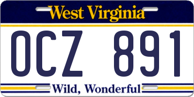 WV license plate OCZ891