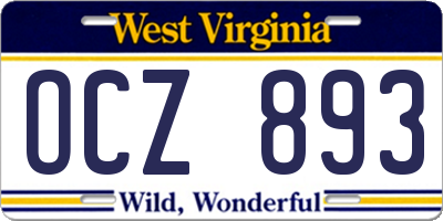 WV license plate OCZ893