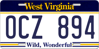 WV license plate OCZ894