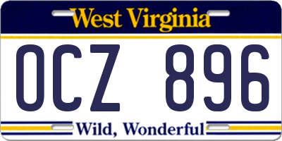 WV license plate OCZ896