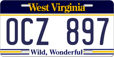 WV license plate OCZ897