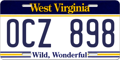 WV license plate OCZ898