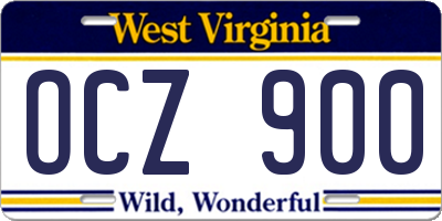 WV license plate OCZ900