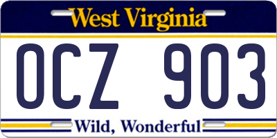 WV license plate OCZ903