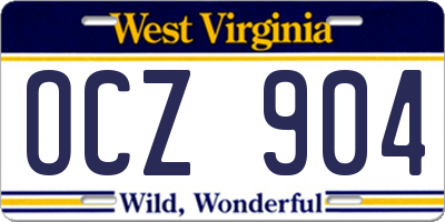 WV license plate OCZ904
