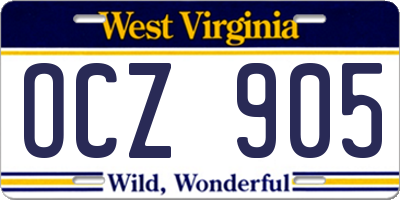 WV license plate OCZ905