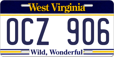 WV license plate OCZ906