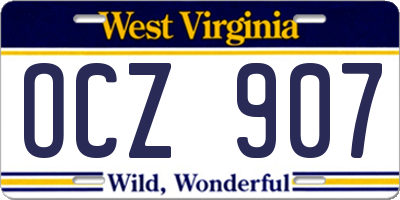 WV license plate OCZ907