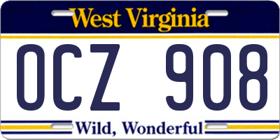 WV license plate OCZ908