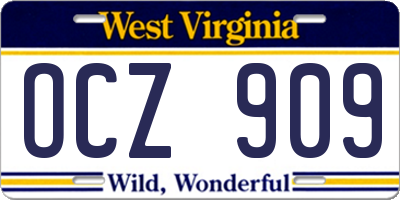 WV license plate OCZ909