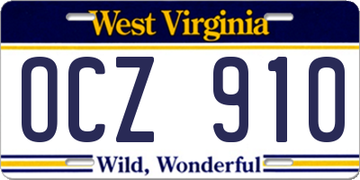 WV license plate OCZ910