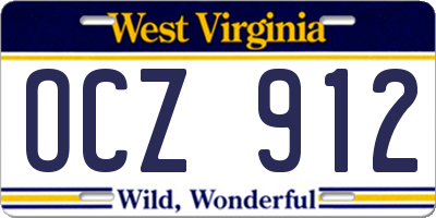 WV license plate OCZ912