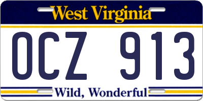 WV license plate OCZ913