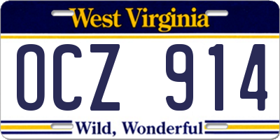 WV license plate OCZ914