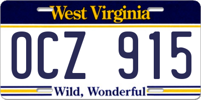 WV license plate OCZ915