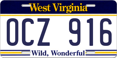 WV license plate OCZ916
