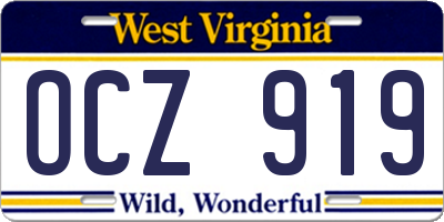WV license plate OCZ919