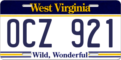WV license plate OCZ921