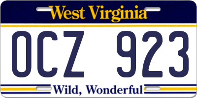 WV license plate OCZ923