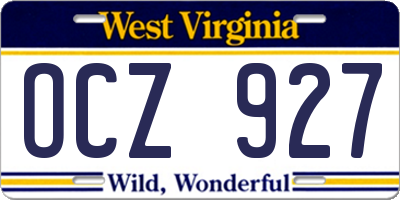 WV license plate OCZ927