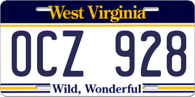 WV license plate OCZ928