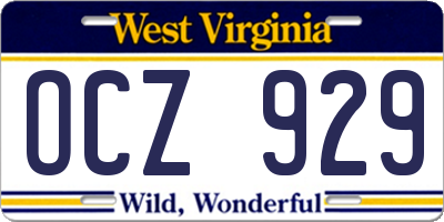 WV license plate OCZ929