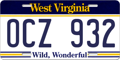WV license plate OCZ932