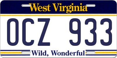 WV license plate OCZ933
