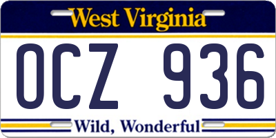 WV license plate OCZ936
