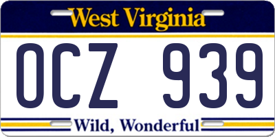 WV license plate OCZ939