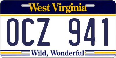 WV license plate OCZ941