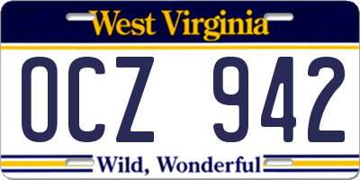 WV license plate OCZ942