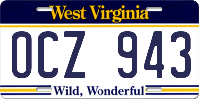 WV license plate OCZ943