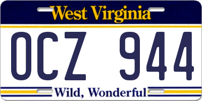 WV license plate OCZ944