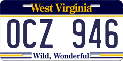 WV license plate OCZ946