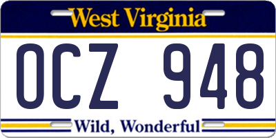 WV license plate OCZ948