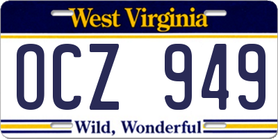 WV license plate OCZ949