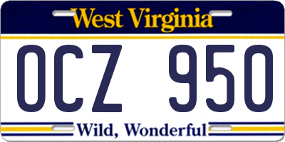 WV license plate OCZ950